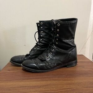 Justin Boots Black Leather Duster Boots